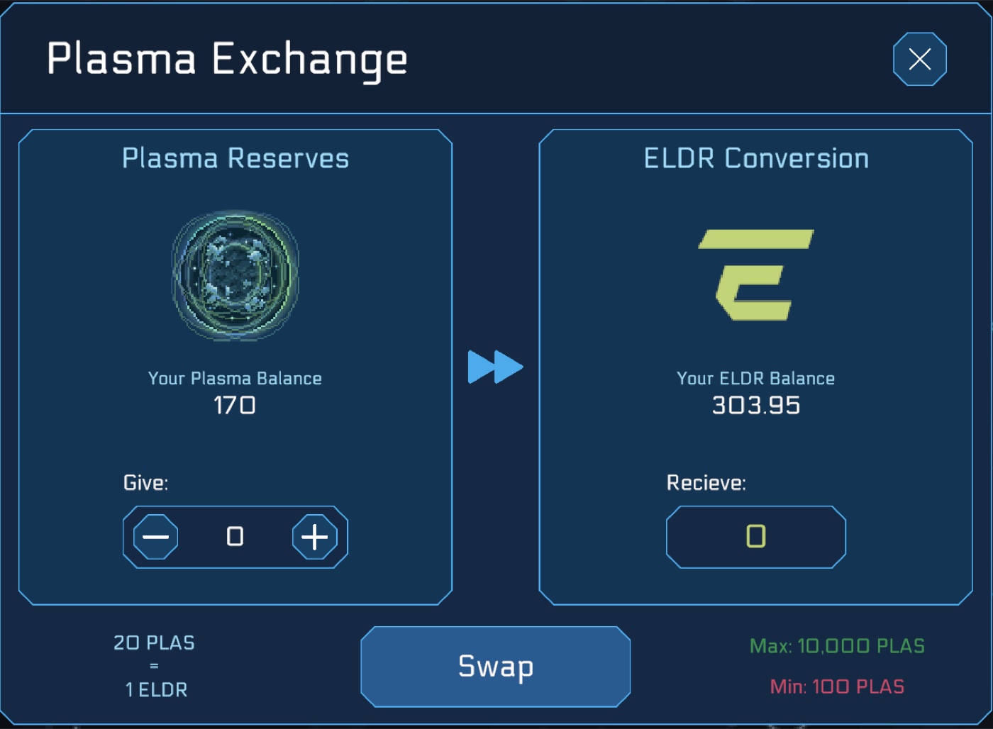 Plasma to ELDR exchange UI